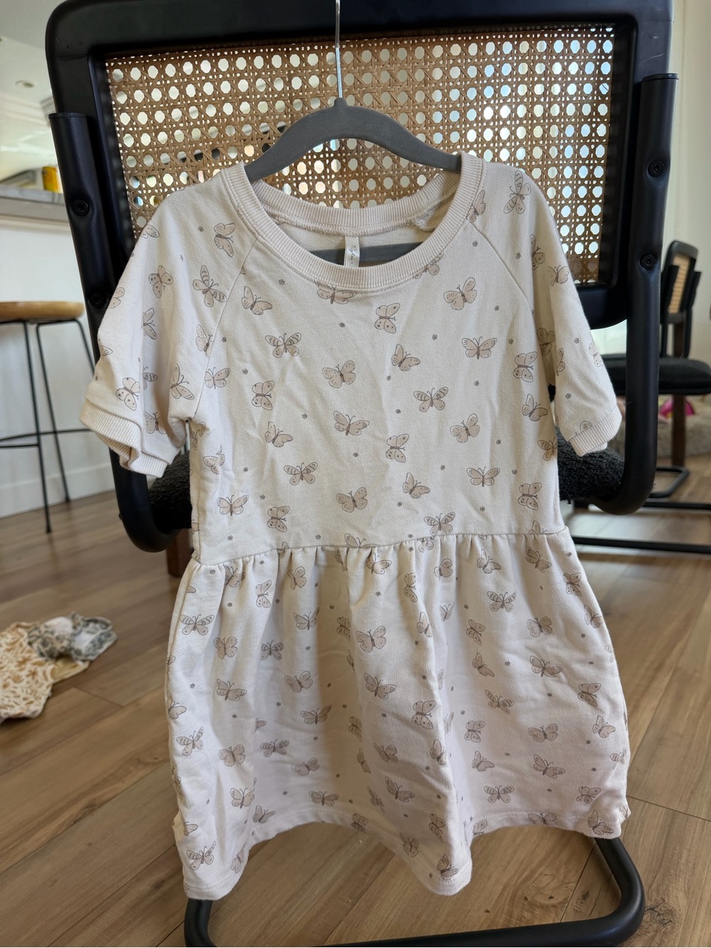 Rylee + Cru Cream Butterfly Print Casual Dress